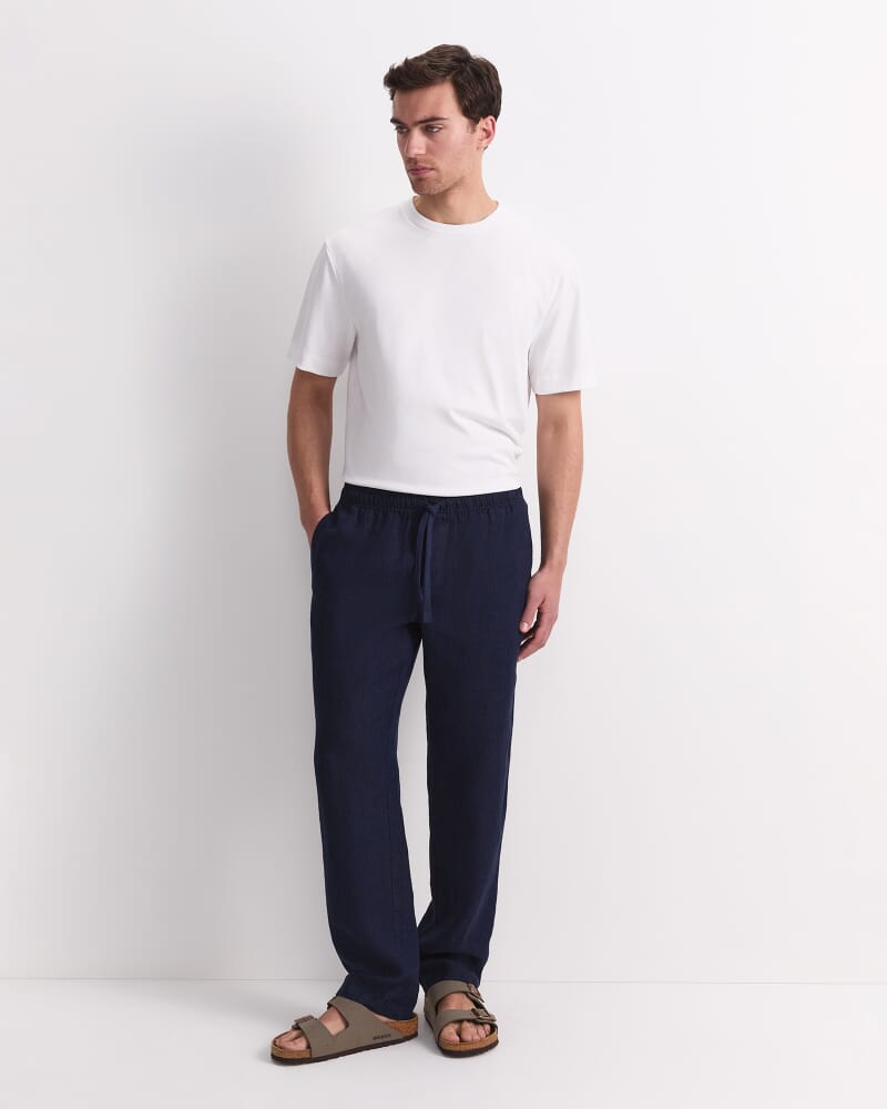 Caffery Yarn-Dyed Linen Pant in NAVY