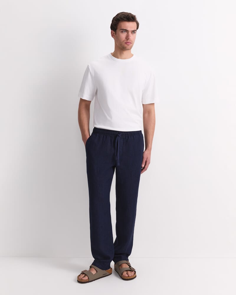 Caffery Yarn-Dyed Linen Pant in NAVY