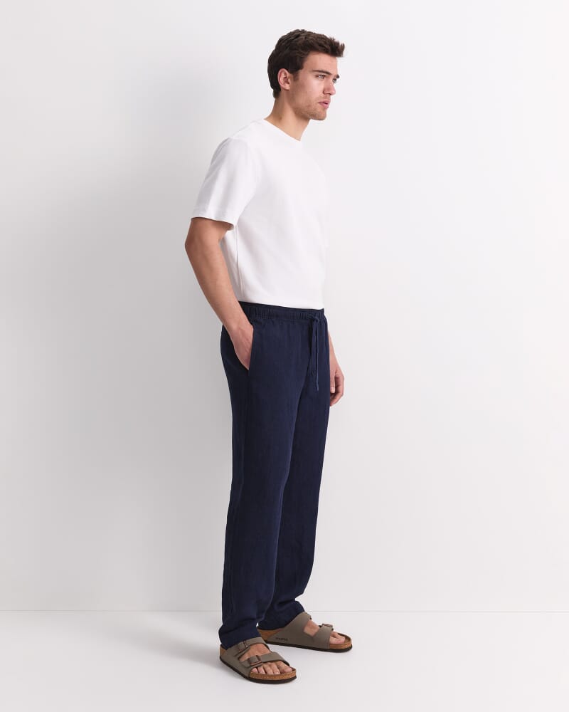 Caffery Yarn-Dyed Linen Pant in NAVY