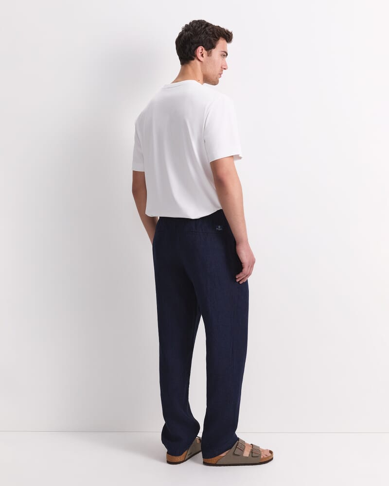 Caffery Yarn-Dyed Linen Pant in NAVY