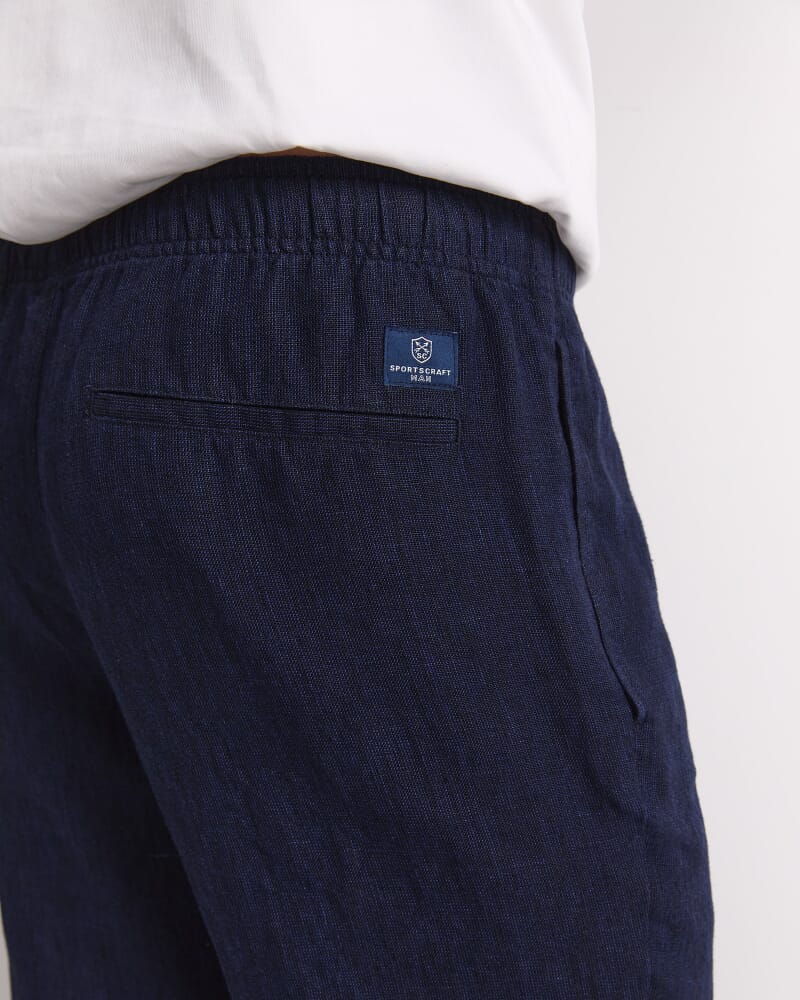 Caffery Yarn-Dyed Linen Pant in NAVY