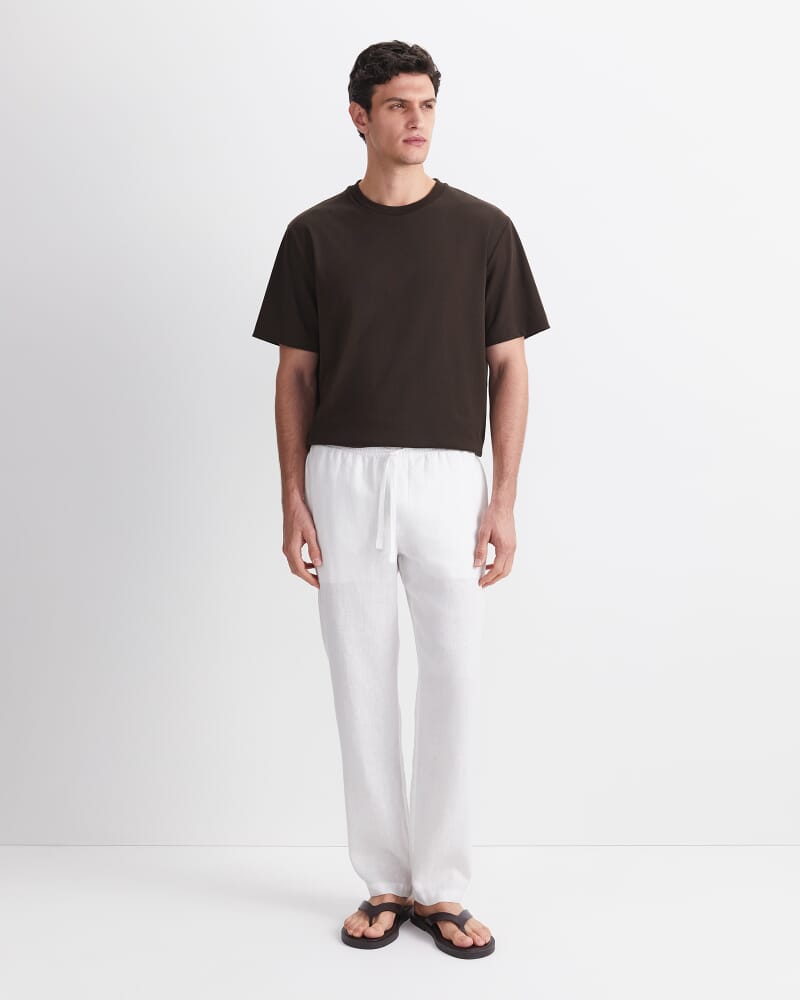 Caffery Yarn-Dyed Linen Pant in WHITE