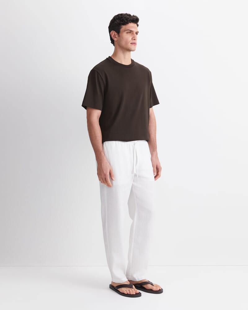 Caffery Yarn-Dyed Linen Pant in WHITE