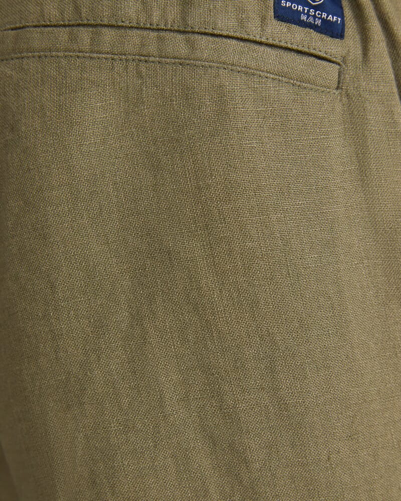 Caffery Yarn-Dyed Linen Pant in ARMY GREEN