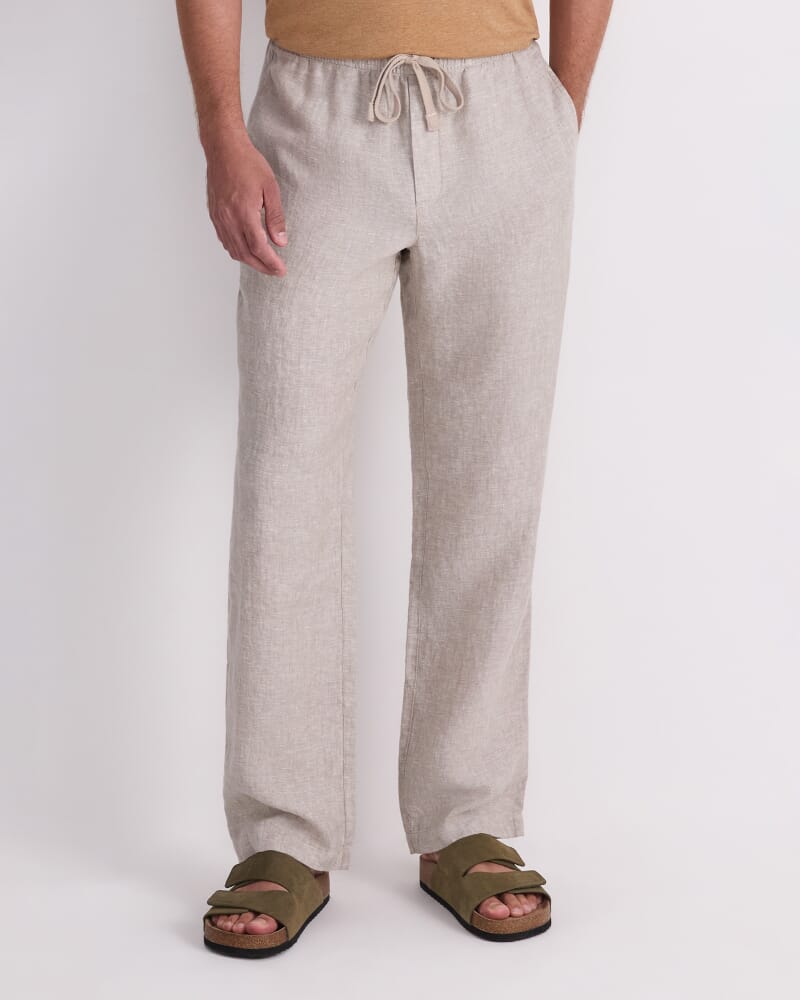 Caffery Yarn-Dyed Linen Pant in CAPPUCCINO
