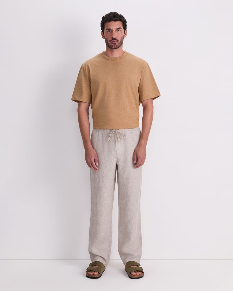 Caffery Yarn-Dyed Linen Pant in CAPPUCCINO
