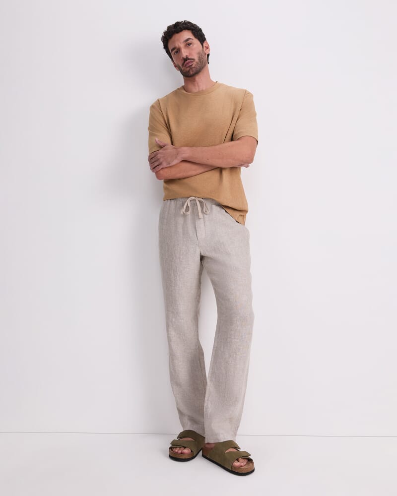 Caffery Yarn-Dyed Linen Pant in CAPPUCCINO