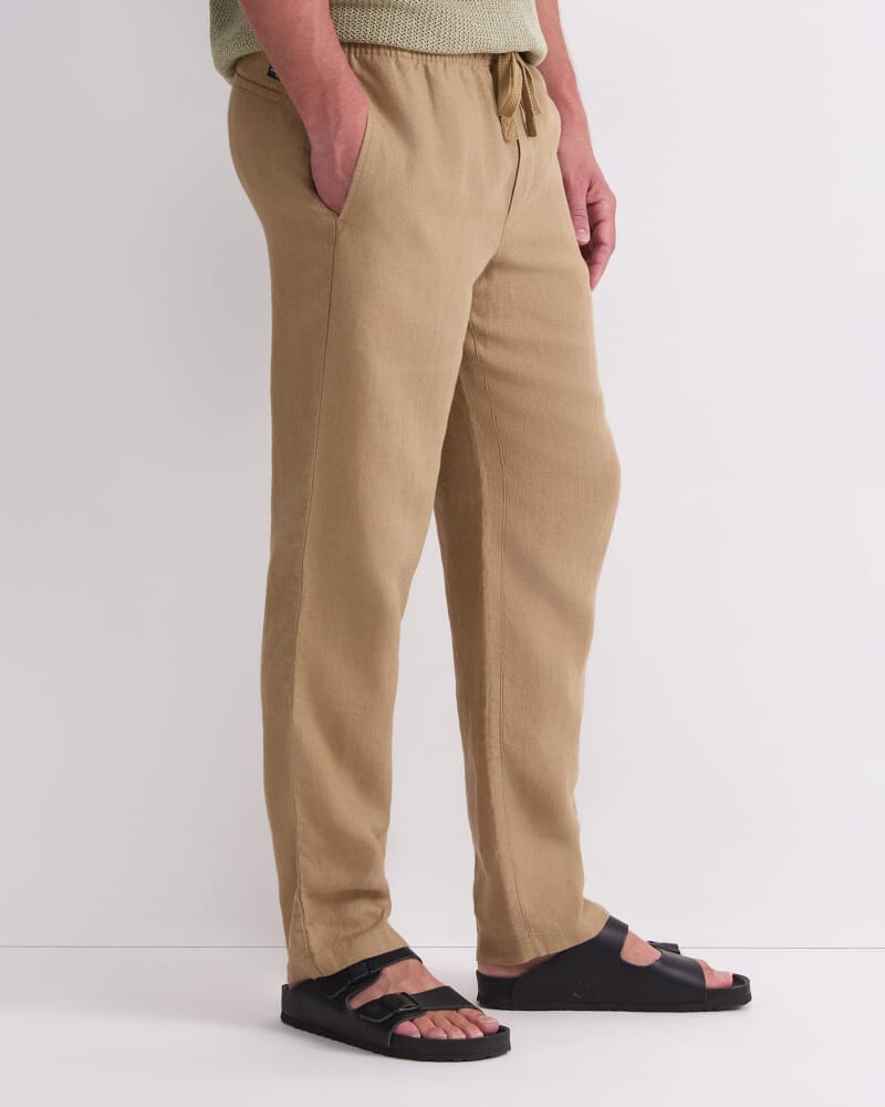 Caffery Yarn-Dyed Linen Pant in KELP