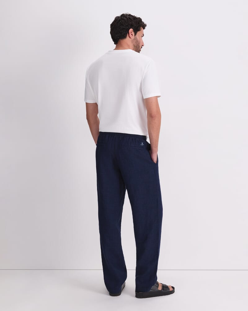 Caffery Yarn-Dyed Linen Pant in NAVY