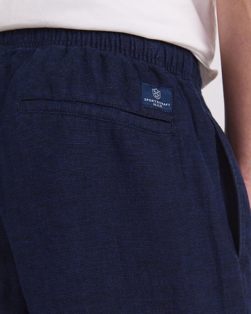 Caffery Yarn-Dyed Linen Pant in NAVY