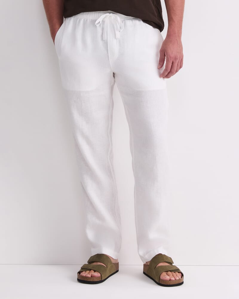 Caffery Yarn-Dyed Linen Pant in WHITE