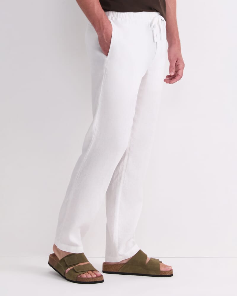 Caffery Yarn-Dyed Linen Pant in WHITE