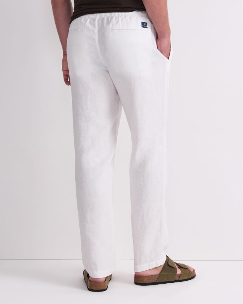 Caffery Yarn-Dyed Linen Pant in WHITE