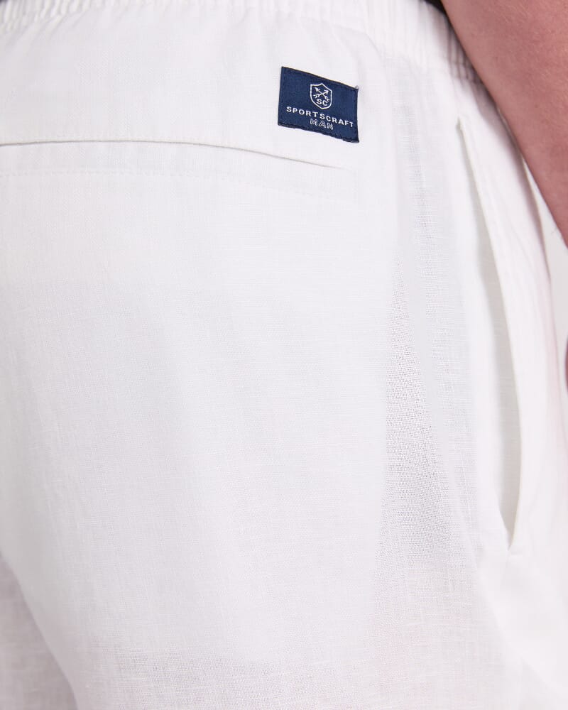 Caffery Yarn-Dyed Linen Pant in WHITE
