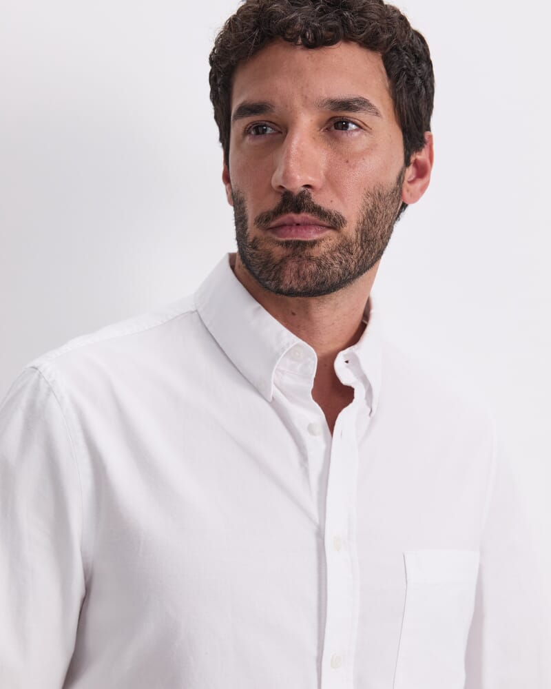 Long Sleeve Oxford Shirt in WHITE