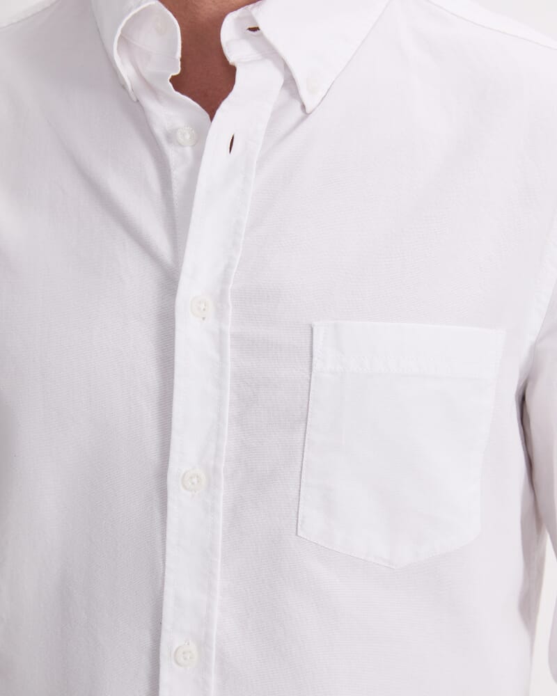 Long Sleeve Oxford Shirt in WHITE