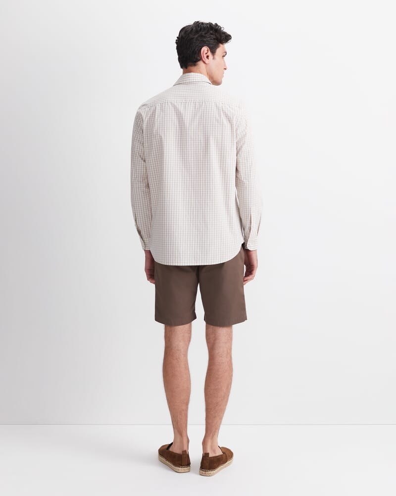 Thomas Long Sleeve Gingham Shirt in FAWN
