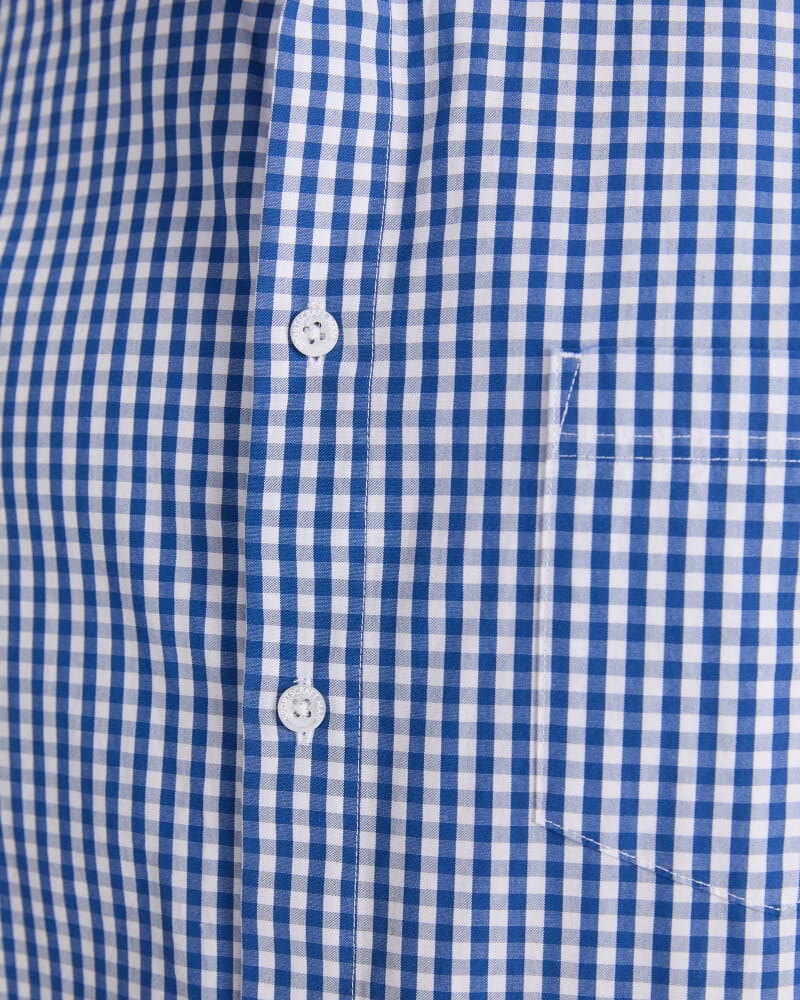 Thomas Long Sleeve Gingham Shirt in WHITE/COBALT
