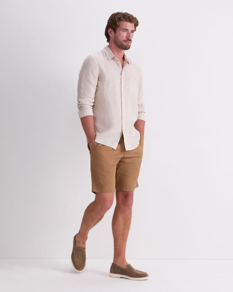 Vinnie Long Sleeve Linen Shirt in NATURAL/IVORY