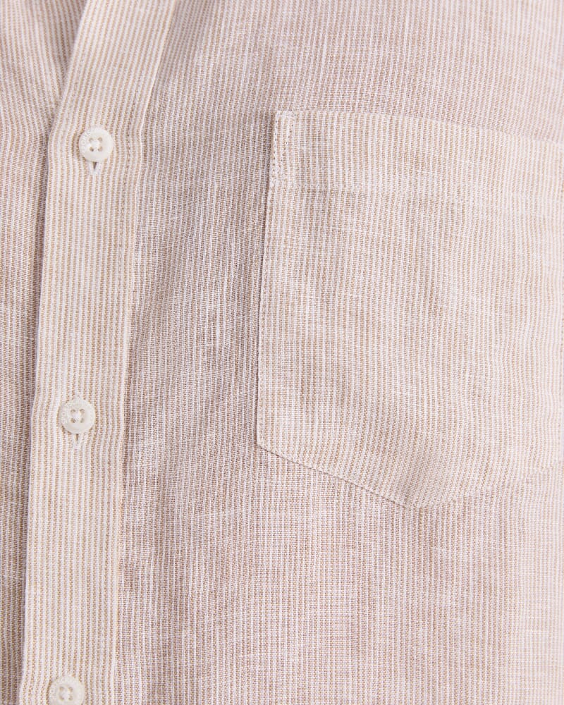 Vinnie Long Sleeve Linen Shirt in NATURAL/IVORY
