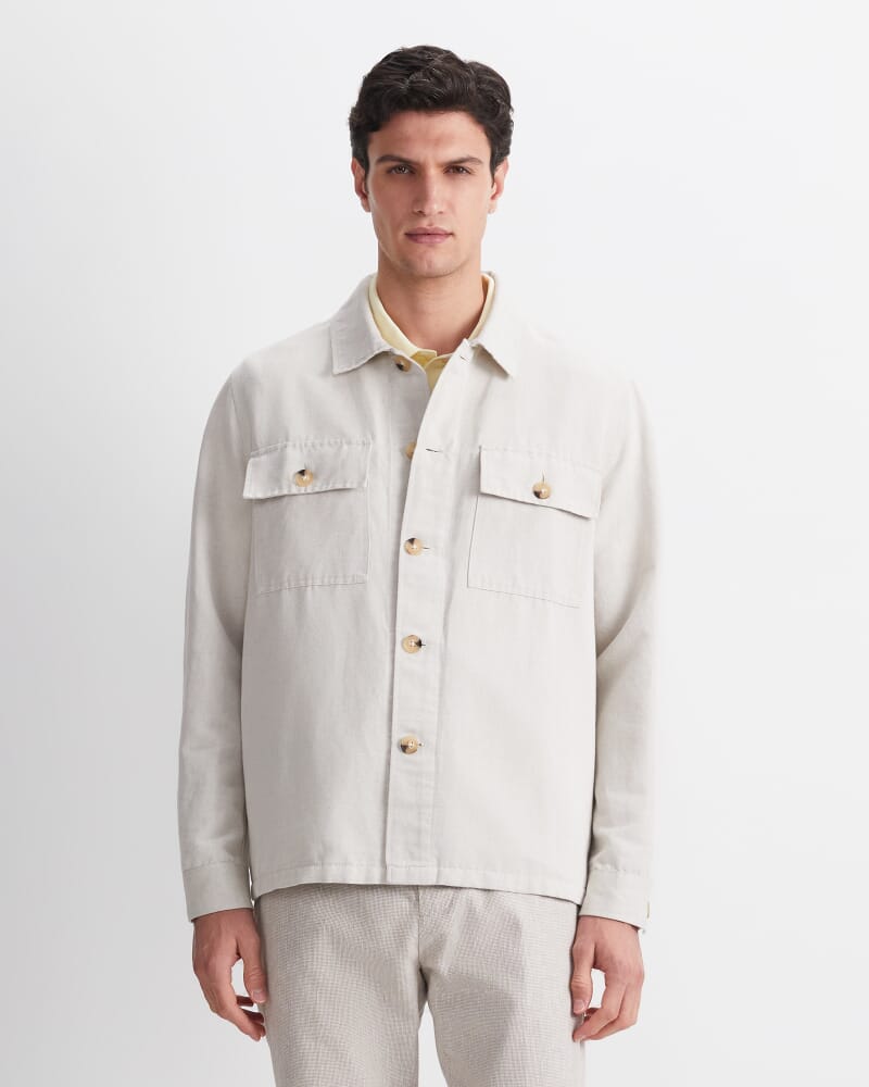 Otis Linen Blend Casual Jacket in STRING