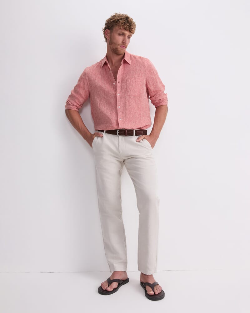 Otis Linen Blend Pant in STRING