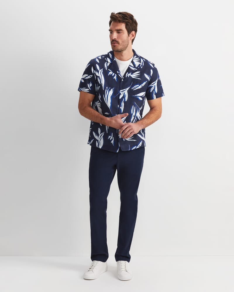 Liam Short Sleeve Print Shirt in NAVY