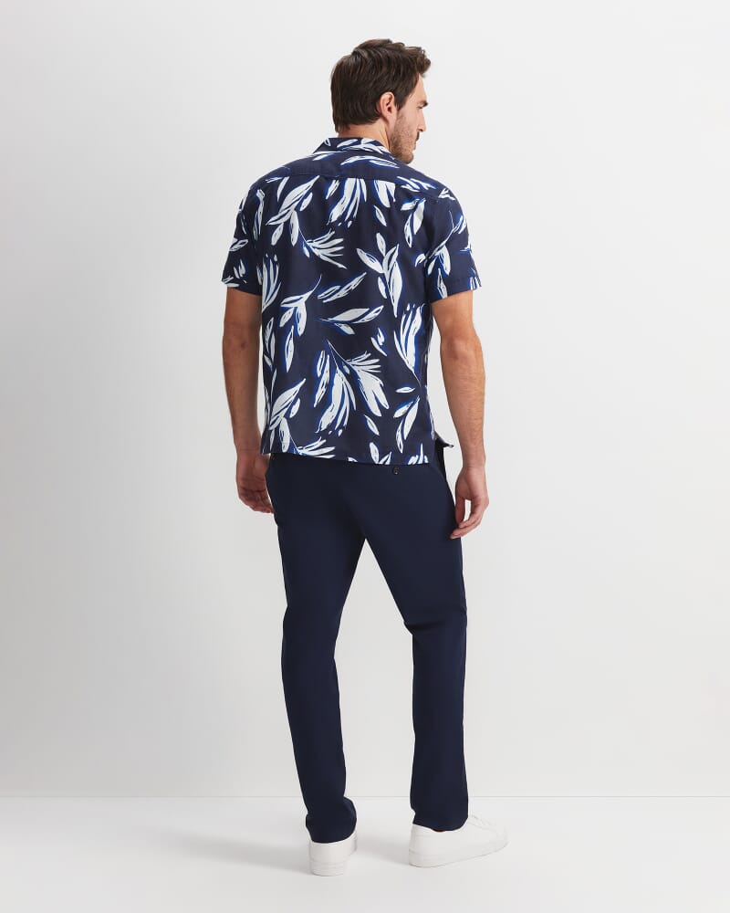 Liam Short Sleeve Print Shirt in NAVY