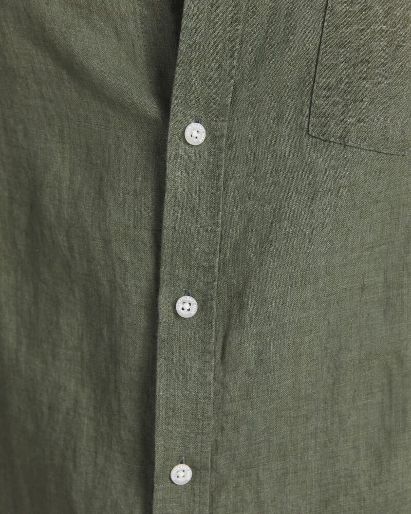 Linen Long Sleeve Delave Shirt in KHAKI