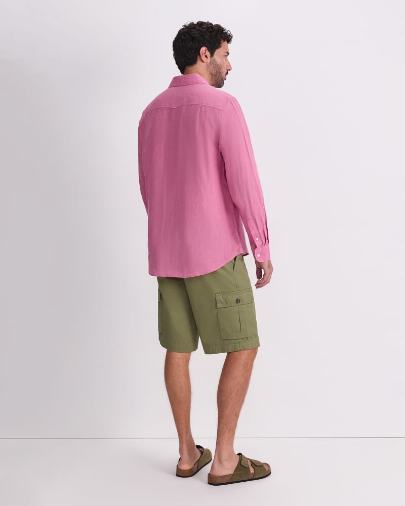Linen Long Sleeve Delave Shirt in ROSE