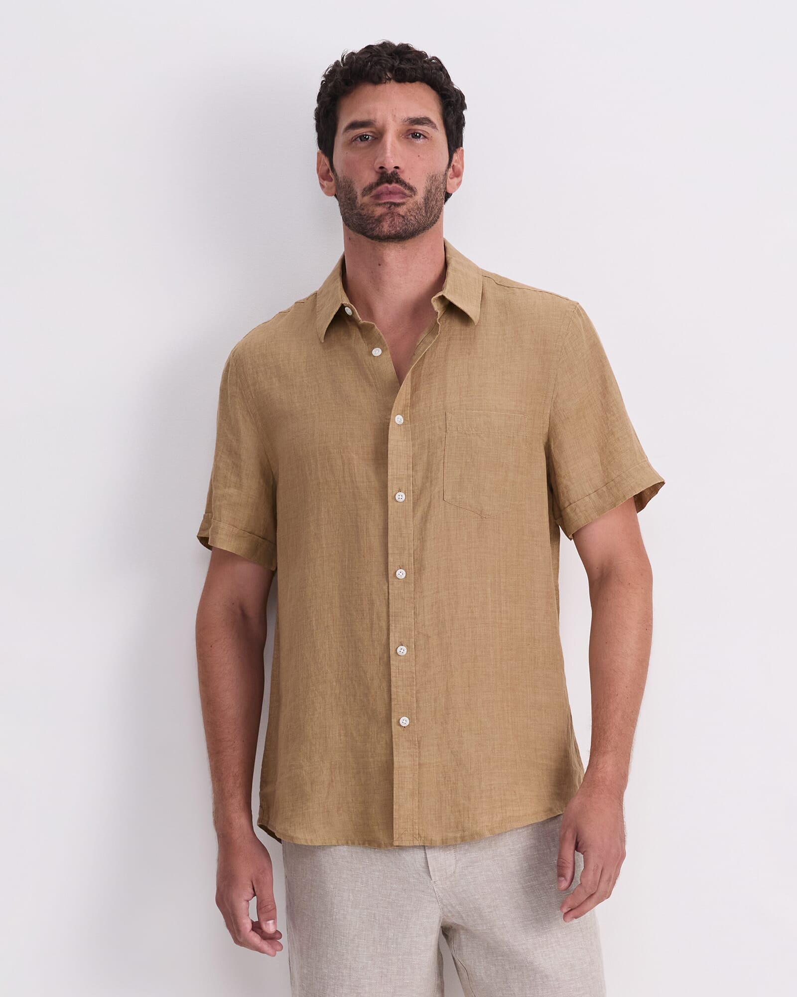 Short Sleeve Delave Linen Shirt