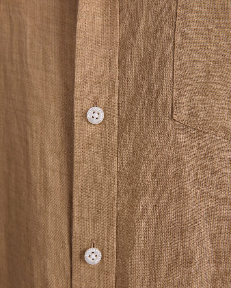 Short Sleeve Delave Linen Shirt in KELP