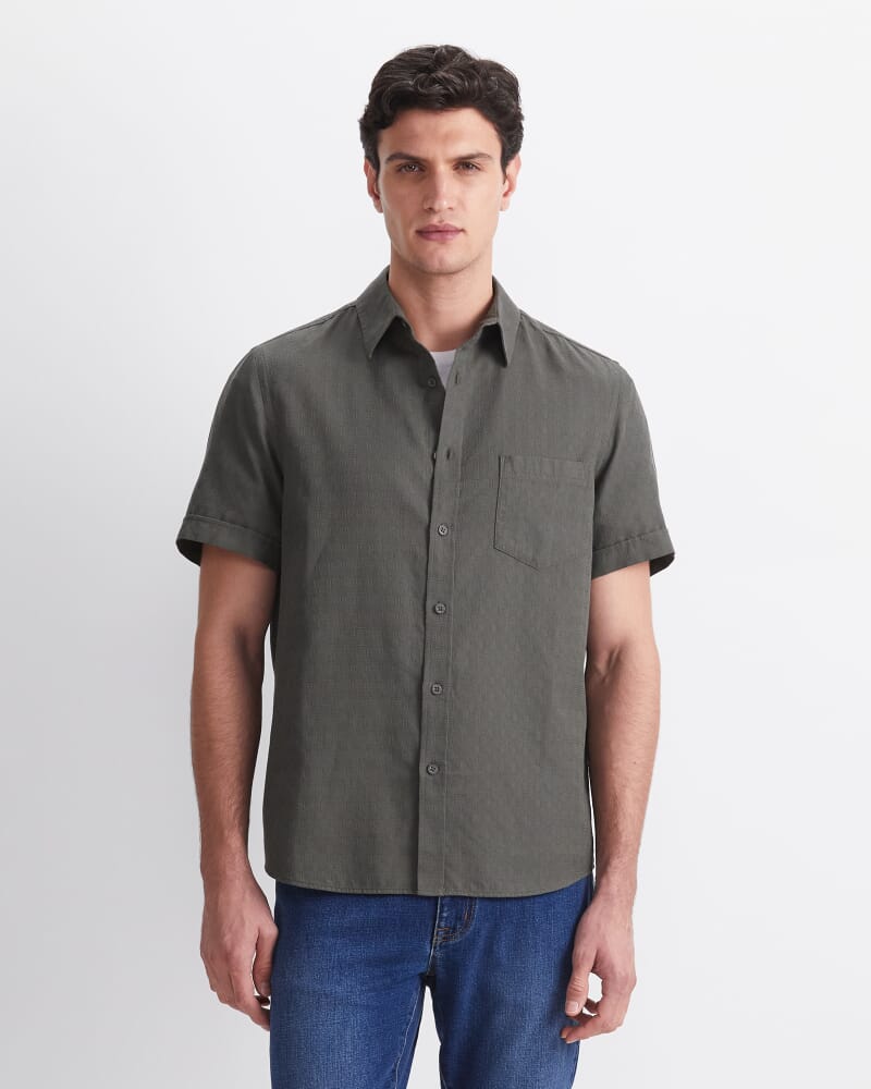 Short Sleeve Delave Linen Shirt in KHAKI