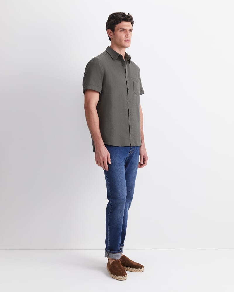 Short Sleeve Delave Linen Shirt in KHAKI