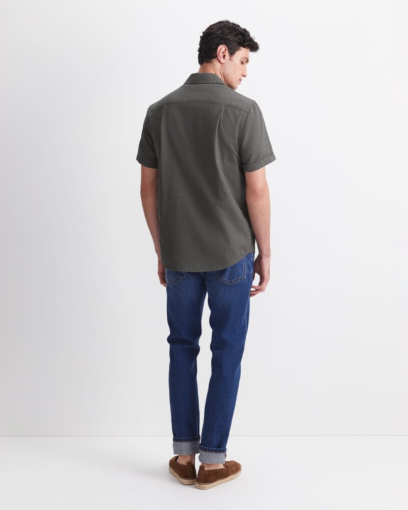Short Sleeve Delave Linen Shirt in KHAKI