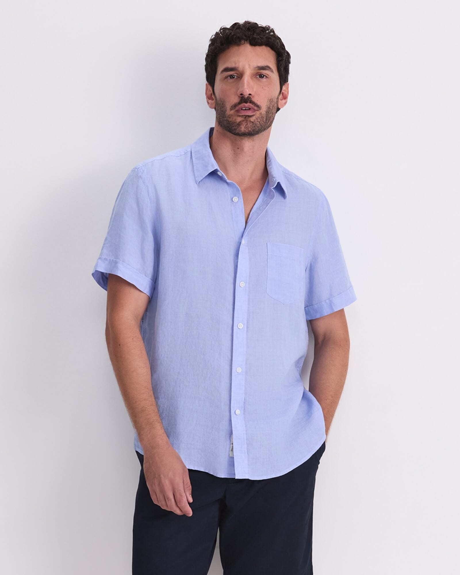 Short Sleeve Delave Linen Shirt