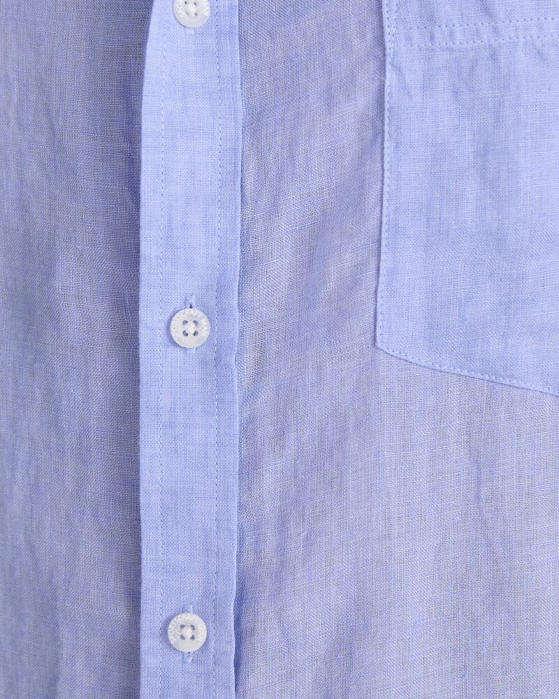 Short Sleeve Delave Linen Shirt in LIGHT BLUE
