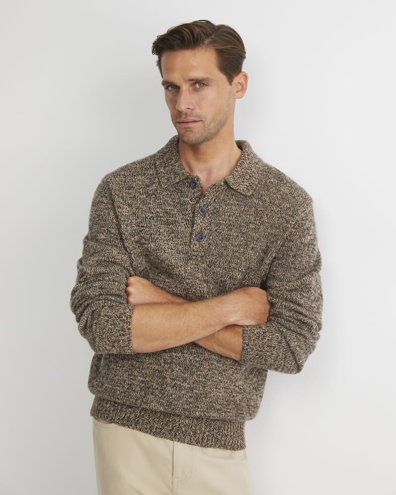 Todd Knit Polo in BROWN MULTI