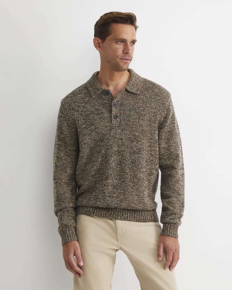 Todd Knit Polo in BROWN MULTI