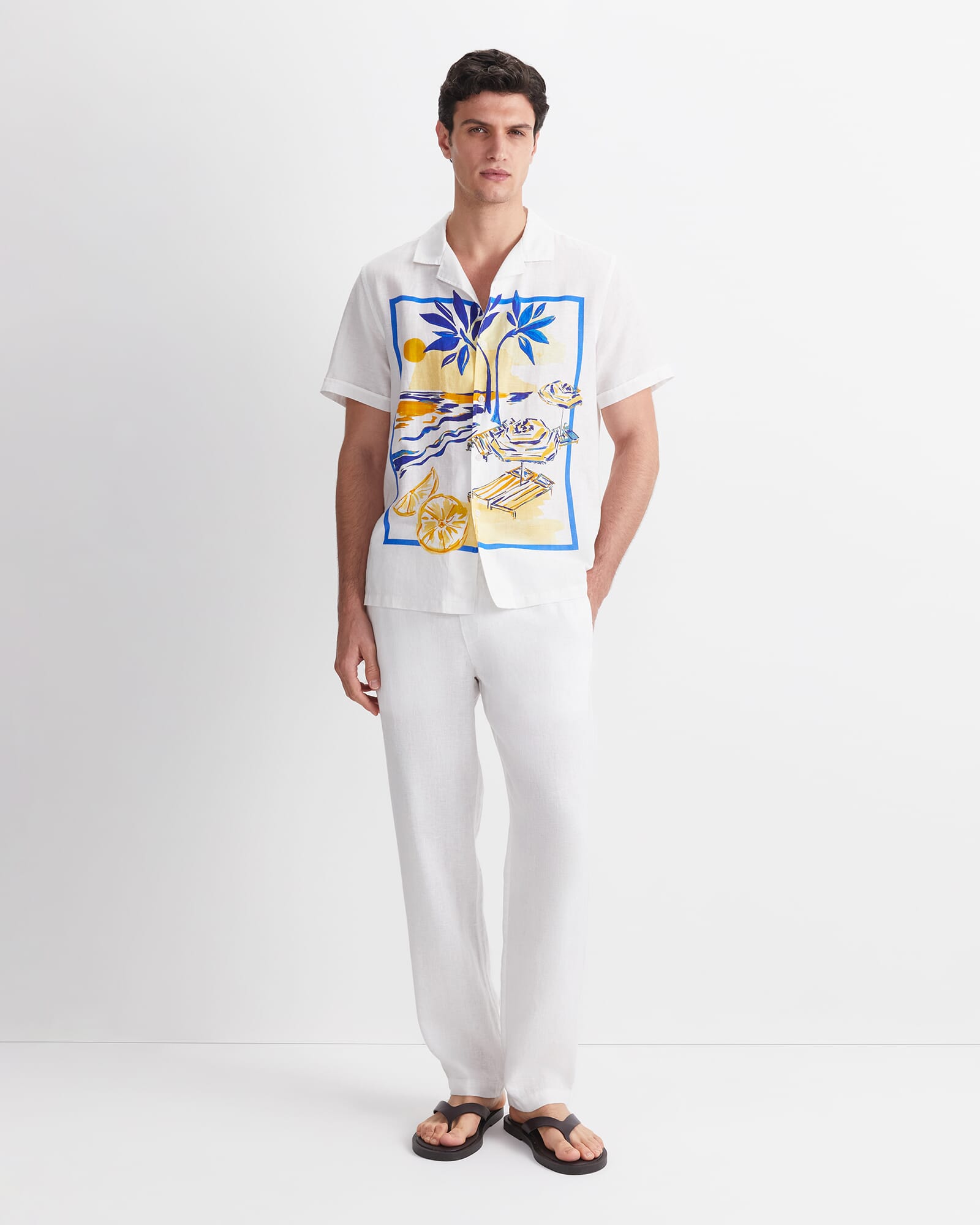 Miles Linen Blend Print Shirt