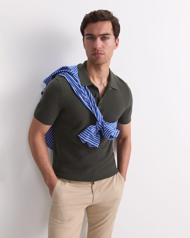 Alec Knit Polo in KHAKI