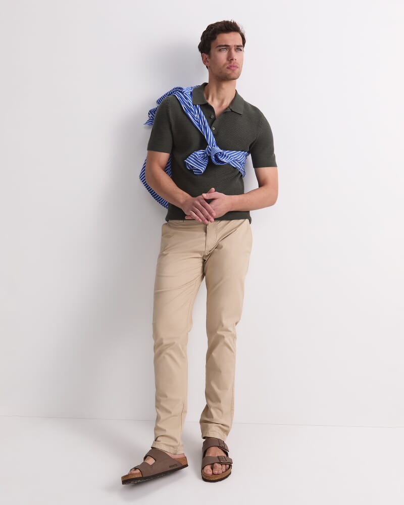 Alec Knit Polo in KHAKI