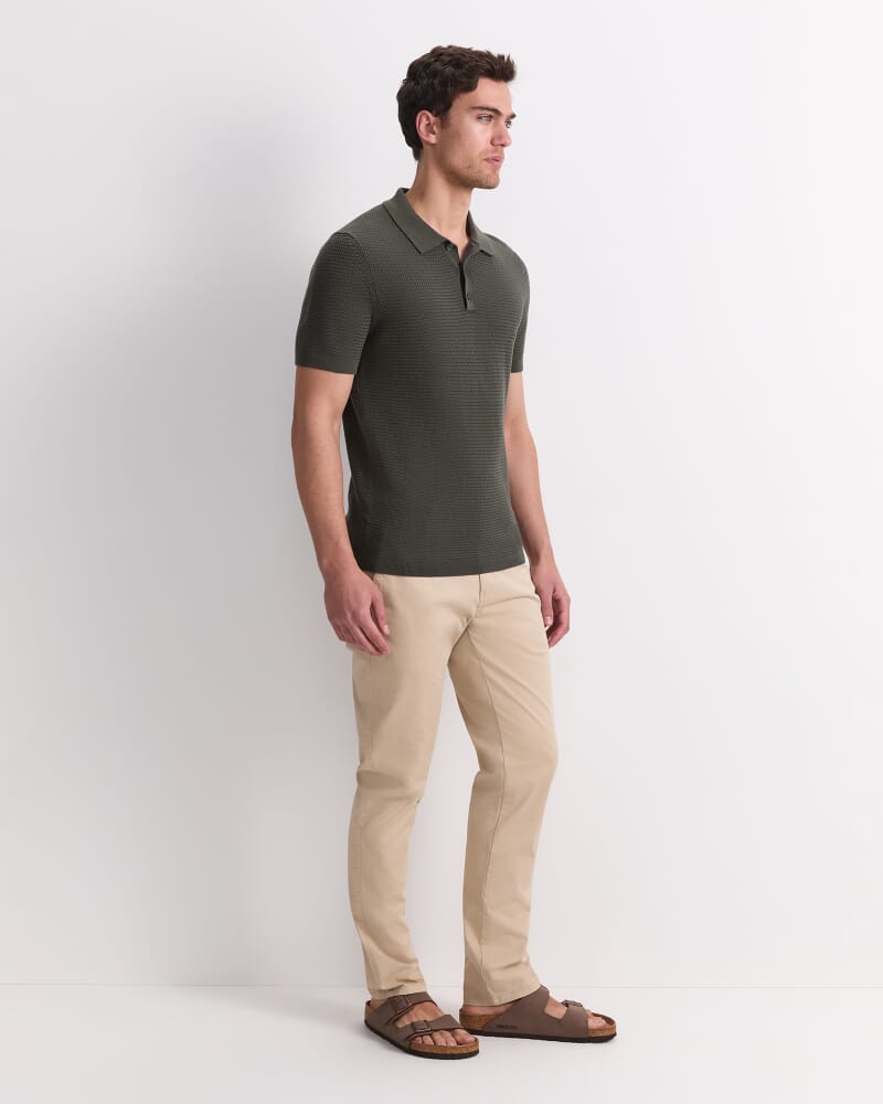Alec Knit Polo in KHAKI