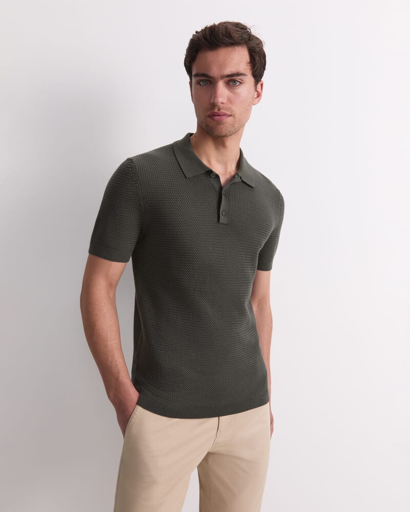 Alec Knit Polo in KHAKI