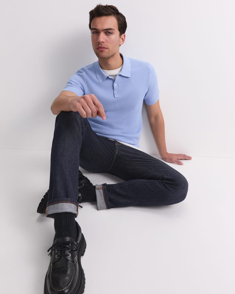 Alec Knit Polo in PALE BLUE