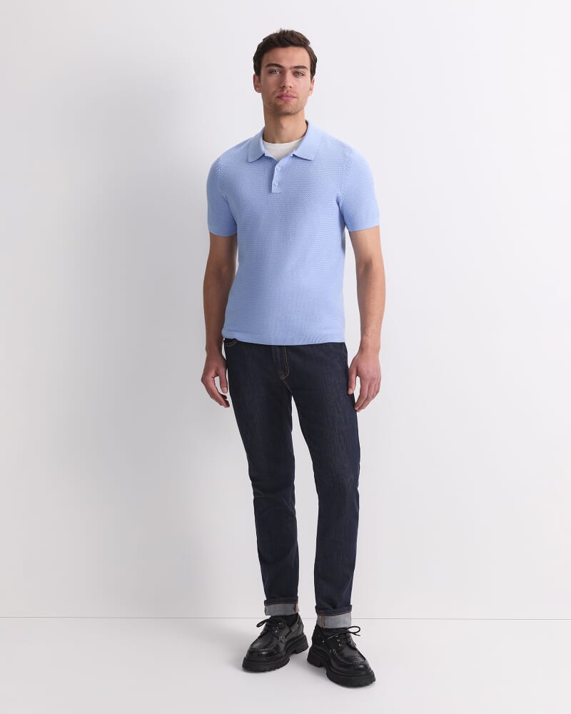 Alec Knit Polo in PALE BLUE