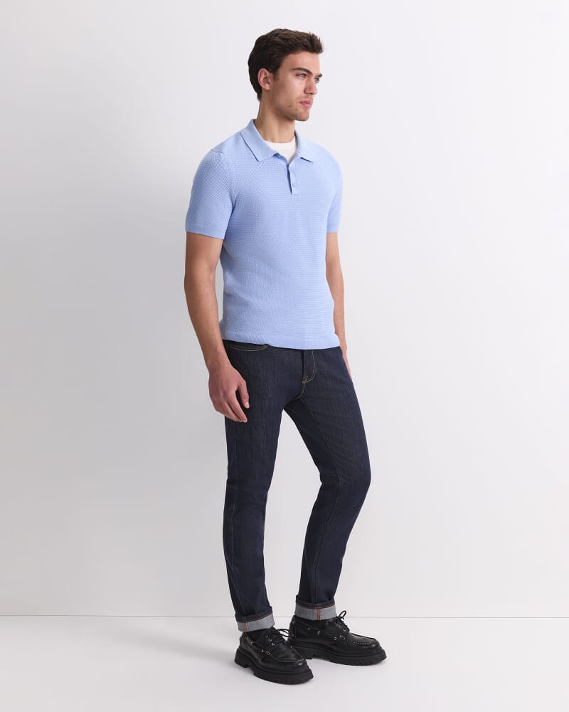 Alec Knit Polo in PALE BLUE