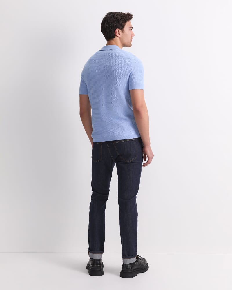 Alec Knit Polo in PALE BLUE