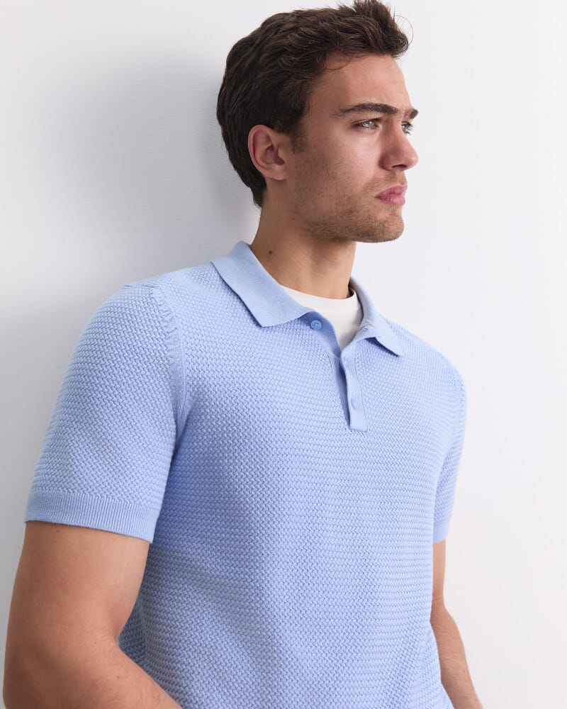 Alec Knit Polo in PALE BLUE