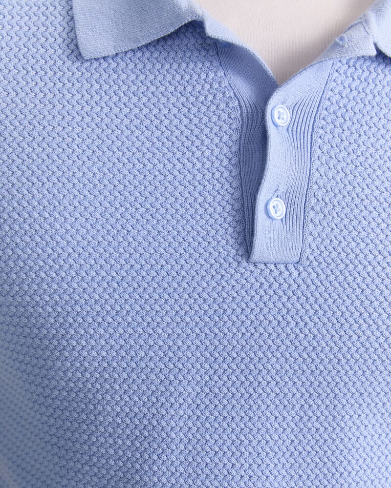 Alec Knit Polo in PALE BLUE